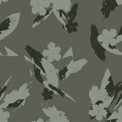 Green Floral Brush strokes Seamless Pattern Background