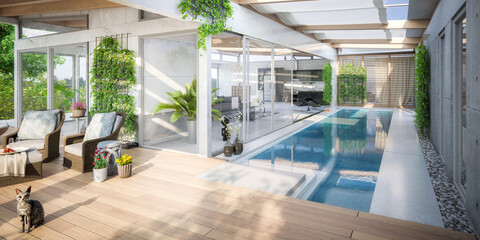 Luxury Residential Villa Terrace Design - panoramic 3d visualization