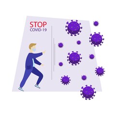 ector illustration. People wearing protection medical face mask to protect and prevent virus, disease, flu.