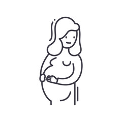 Pregnant icon, linear isolated illustration, thin line vector, web design sign, outline concept symbol with editable stroke on white background.