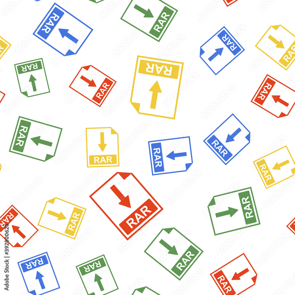 Poster color rar file document icon. download rar button icon isolated seamless pattern on white background
