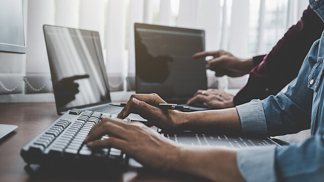 Programmer working in a software development and coding technologies. Website design. Technology concept.