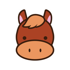 cute little horse kawaii animal line and fill style