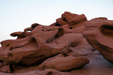 Katutau mountains volcanic rock formations in Altyn-Emel national park in Kazakhstan. Rock...