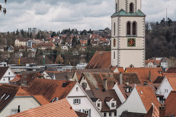 Blick auf Biberach und der Stadtpfarrkirche St. Martin, Oberschwaben, Baden-Württemberg,...