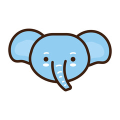 cute little elephant kawaii animal line and fill style