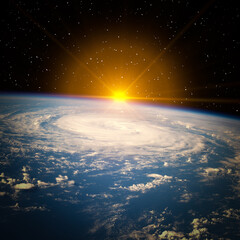 Sunrise on the planet earth. The elements of this image furnished by NASA.