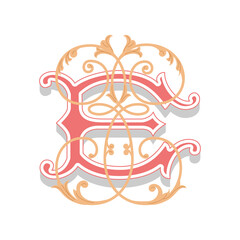 Mono gram E E Monogram Antique Victorian Vintage Lettering