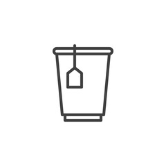 Green tea cup line icon. linear style sign for mobile concept and web design. Herbal tea outline vector icon. Symbol, logo illustration. Vector graphics
