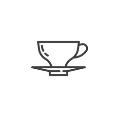 Tea cup and saucer line icon. linear style sign for mobile concept and web design. Coffee cup outline vector icon. Symbol, logo illustration. Vector graphics