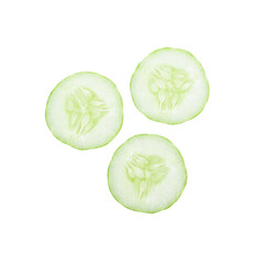 Cucumber and slices isolated over white background.