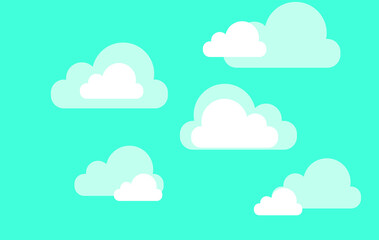 vector clouds. clouds of different sizes on the blue sky.