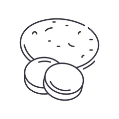 Potato concept icon, linear isolated illustration, thin line vector, web design sign, outline concept symbol with editable stroke on white background.
