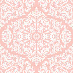 Orient vector classic pattern. Seamless abstract background with vintage elements. Orient background. Pink and white ornament for wallpaper and packaging