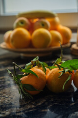 bright juicy tangerines on a marble table food for vegans