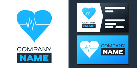 Logotype Heart rate icon isolated on white background. Heartbeat sign. Heart pulse icon. Cardiogram icon. Logo design template element. Vector.