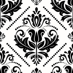 Classic seamless vector pattern. Damask orient black and white ornament. Classic vintage background. Orient ornament for fabric, wallpaper and packaging
