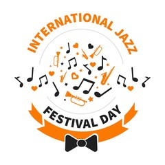 International jazz festival day notes and musical instruments