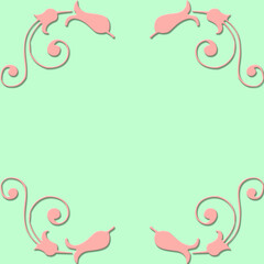 green abstract background with flowers