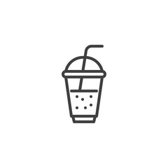 Milkshake cup line icon. linear style sign for mobile concept and web design. Takeout coffee cup outline vector icon. Symbol, logo illustration. Vector graphics