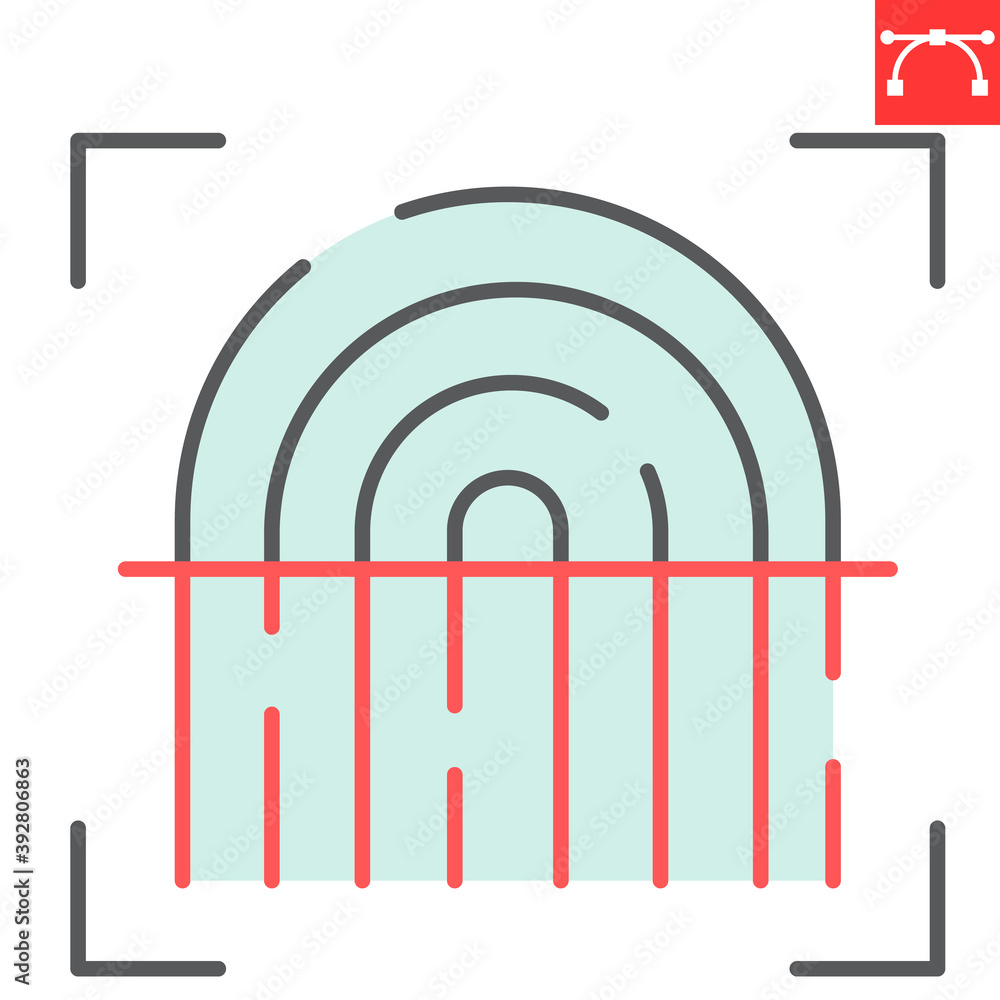 Poster fingerprint scan color line icon, security and biometric, finger print sign vector graphics, editabl