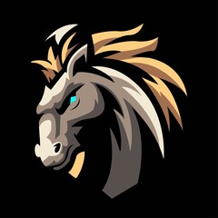 e sport logo template  aggressive and angry horse head cartoon