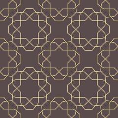 Seamless vector ornament in arabian style. Geometric abstract background. Brown and golden pattern for wallpapers and backgrounds