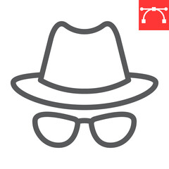 Spy agent line icon, security and detective, hacker sign vector graphics, editable stroke linear icon, eps 10.
