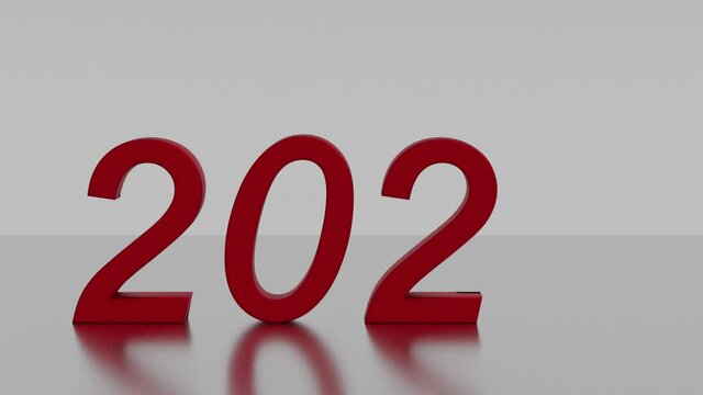 Filmato. Illustrazione 3D. Anno nuovo 2021. Capodanno 2021 in numeri. Il 2020 esplode e si forma il 2021..