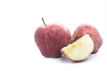 Red apple isolated on white background. Side view.