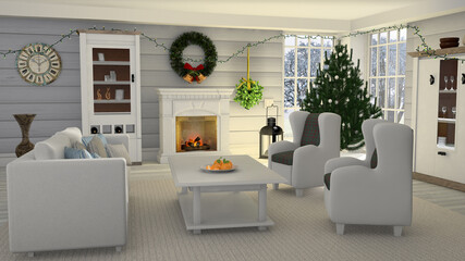 modern living room with fireplace