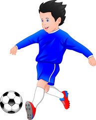 boy playing football on a white background