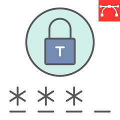 Password color line icon, security and lock, padlock sign vector graphics, editable stroke filled outline icon, eps 10.