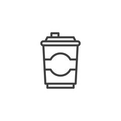 Paper Coffee cup line icon. linear style sign for mobile concept and web design. Takeaway coffee cup outline vector icon. Symbol, logo illustration. Vector graphics