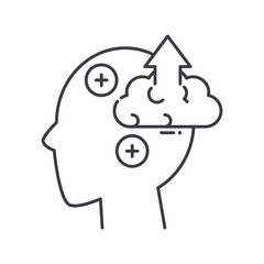 Positive thinking mind icon, linear isolated illustration, thin line vector, web design sign, outline concept symbol with editable stroke on white background.