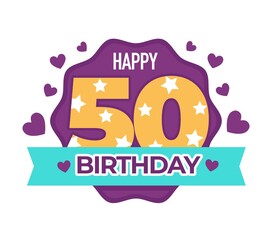 Happy birthday 50 anniversary isolated icon greeting sign