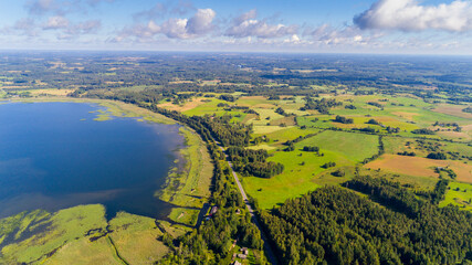 Beautiful aerial view of lake and shoreline