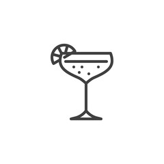 Martini cocktail glass line icon. linear style sign for mobile concept and web design. Margarita glass with lime outline vector icon. Symbol, logo illustration. Vector graphics