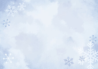 Fototapeta na wymiar 水彩　雪の結晶の背景装飾イラスト　冬