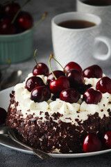 A traditional German chocolate and cherry cake Schwarzwald