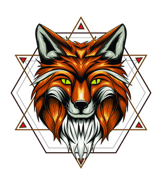 fox vector logo template. emblem mascot design.