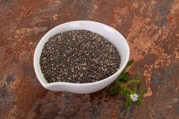 Dietary Chia seeds in the bowl