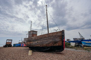 Hastings fishing boats on the beach at Rock-a-Nore