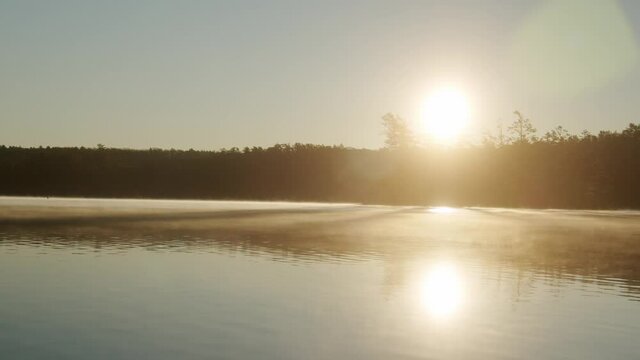 Crisp autumn morning sunrise on a lake in Maine