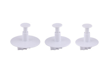 Plastic cutter for mastic isolated on white background. Mold, bakeware. Top view, flat lay
