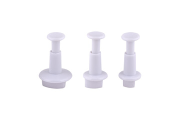 Plastic cutter for mastic isolated on white background. Mold, bakeware. Top view, flat lay