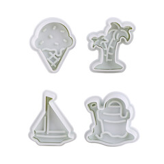 Plastic cutter for mastic isolated on white background. Mold, bakeware. Top view, flat lay