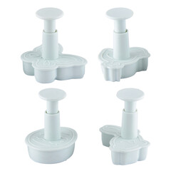 Plastic cutter for mastic isolated on white background. Mold, bakeware. Top view, flat lay