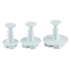 Plastic cutter for mastic isolated on white background. Mold, bakeware. Top view, flat lay