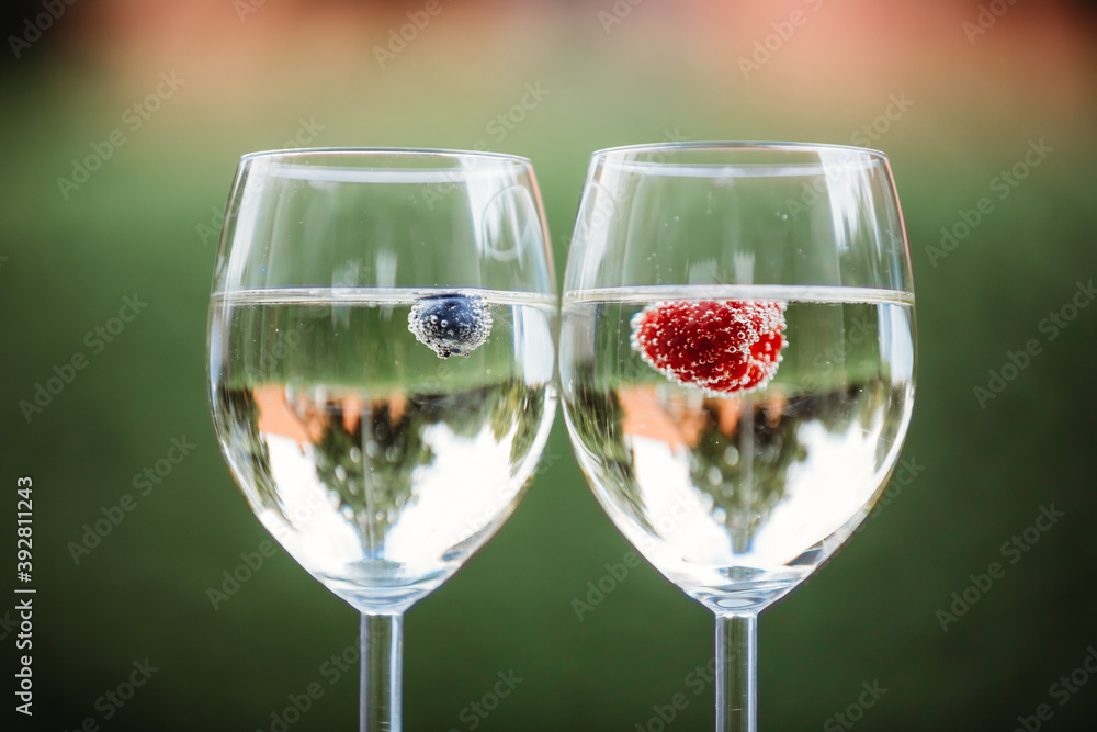 Wall mural two glasses of wine with fruits